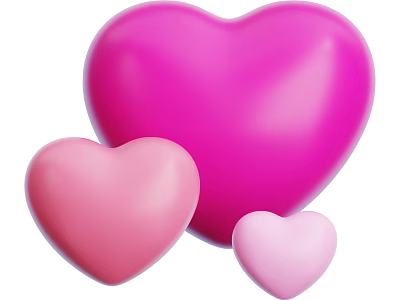 Three Heart Shaped Decorative Ornament Set With Various Pink Shades For Home Decoration 3d model