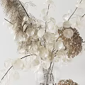 Minimalist Transparent Glass Vase With White Flowers And Dried Feathery Branches