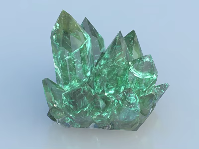 Natural Green Crystal Cluster Decorative Ornament Set For Home Decor With Shiny Surface 3d model