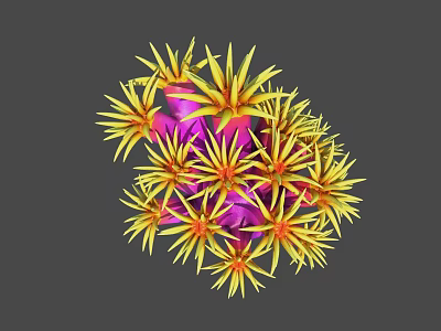 Vibrant Yellow And Pink Radial Flower Like Structure On Gray Background 3d model