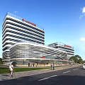 Modern Hospital Building With Green Roof And Lush Surrounding Trees