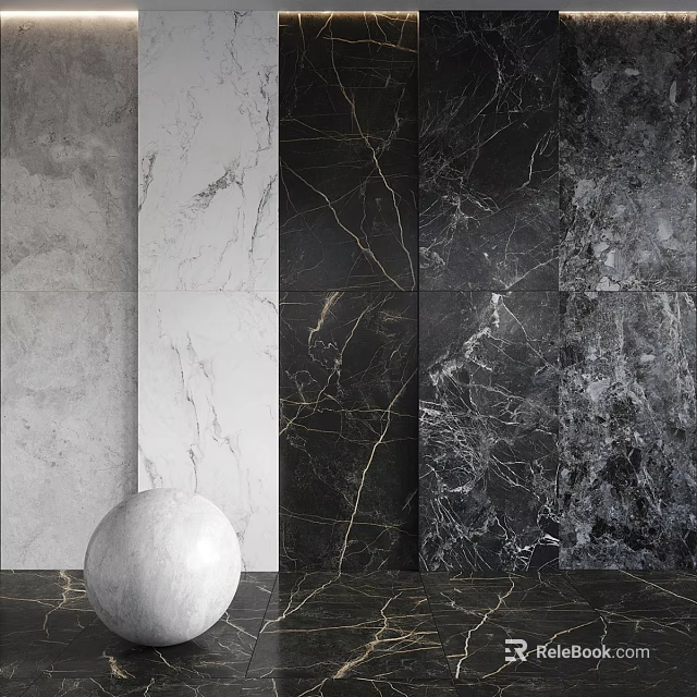 Marble Components Featuring White Black Gray Colors With Diverse Textures For Interior Design 3d model 