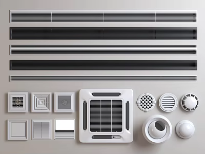 Air Conditioner Vents With Linear Square And Round Designs For Home Interiors 3d model