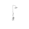 Modern Chrome Bathroom Shower Faucet System With Handheld And Overhead Showerheads