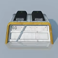 Two Black Swing Doors With Yellow Frame White Panel And Number 03 Design