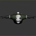 Playful Game Movie Panda Character With White Ears Black Eye Patches Green Outfit Standing Pose