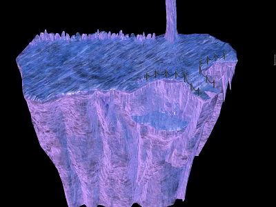 Purple Textured 3D Cliff Terrain Model Featuring Spiked Top And Layered Structure 3d model