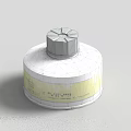 Industrial Equipment Cylindrical Container With White Body Black Knob And Yellow Label