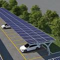 Modern Curved Solar Carport Shade For Outdoor Electric Vehicle Charging And Parking Areas