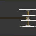 Modern Artistic Sculptural Object With Golden Frame And White Blades Design