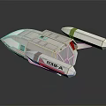 US8-A Spaceship Model With White Body Orange Stripes And Windows For Space Exploration