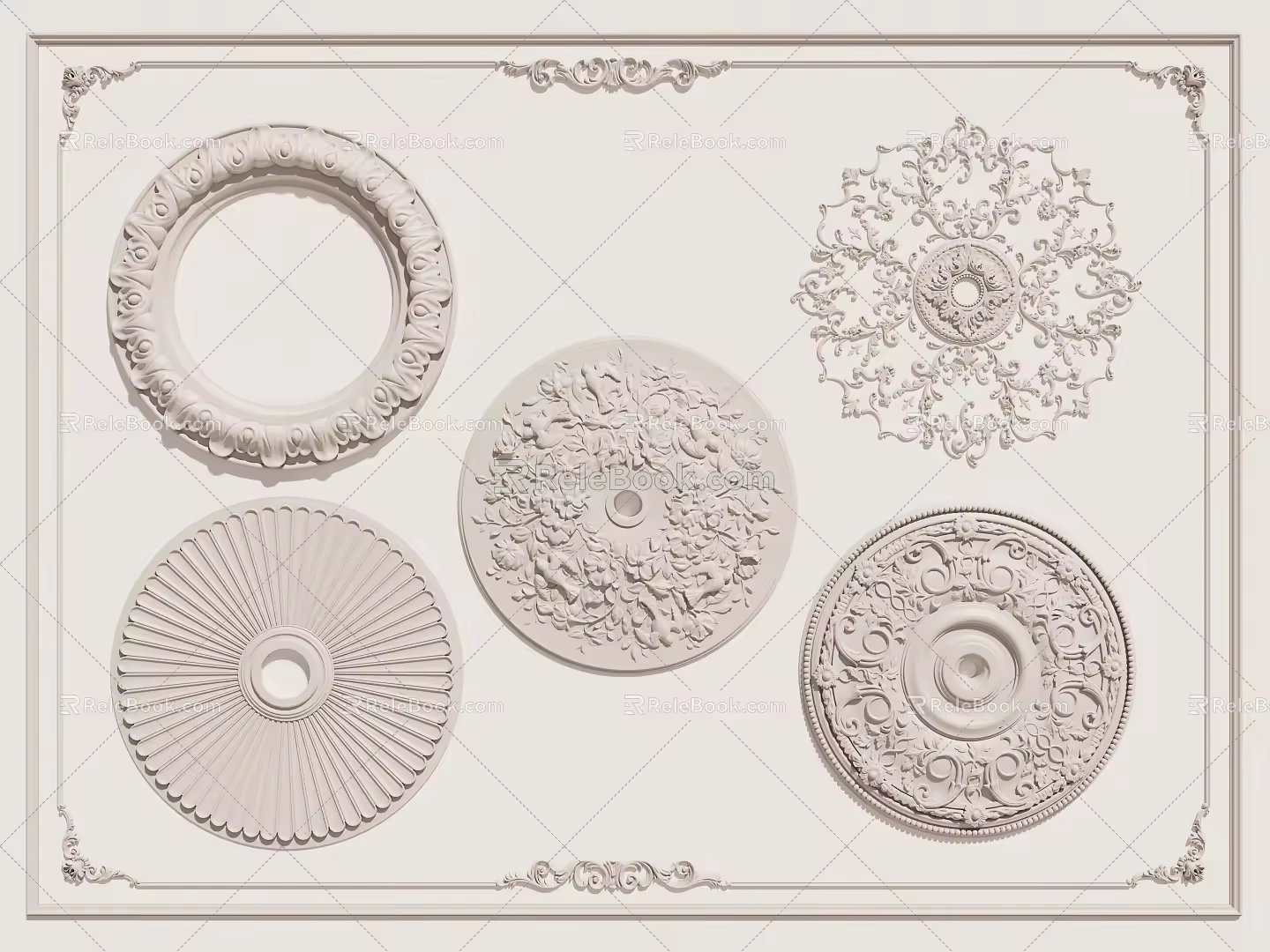 European-style lamp panel gypsum carved lamp panel 3d model