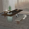 Tea Table and Chair Combination Tea Table Stool Carpet Tea Set 3d model