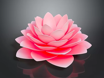 Beautiful Pink Lotus Flower With Soft Layered Petals On Dark Background 3d model