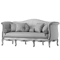 Classical Elegant Sofa Design Featuring Gray Fabric Carved Wooden Legs And Decorative Pillows