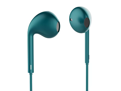 Teal Wired In Ear Headphones Featuring Modern Sleek Design And Durable Cable 3d model