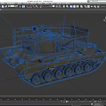 Military Tank Featuring Protective Wire Mesh Turret And Heavy Metal Tracks Design