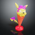 Fun Pikachu Shaped Ice Cream With Yellow Head Purple Decorations Orange Cone And Red Base