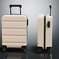 Two Modern White Suitcases With Telescopic Handles Rolling Wheels And Durable Shells 3d model