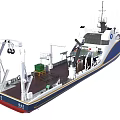 Modern Blue And White Patrol Ship With Deck Equipment And Antennas
