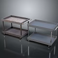 Two Metal Serving Carts With Wheels Two Tier Design And Wooden Smooth Tops