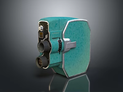 Classic Vintage Digital Camera In Teal Color Featuring Metal Components And Retro Design 3d model
