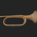 Antique Brass Sculpted Trumpet with Intricate Carved Details and Aged Patina