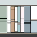 Modern Sliding Doors with Colorful Panel Combinations for Home Interior Design 3d model