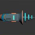 Futuristic Weapon With Blue Yellow Orange Accents Spiral Design And Pink Tip
