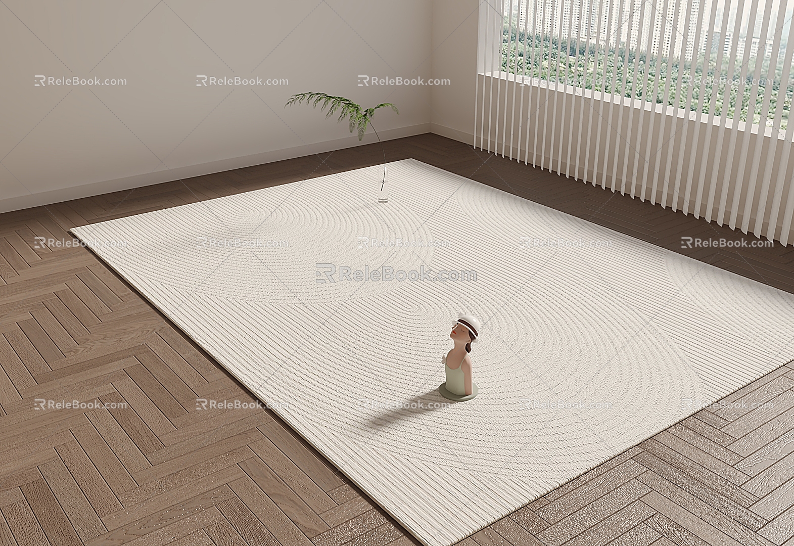 Carpet Square Carpet Cream Wind Carpet Beige Carpet 3d model