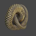 Game Movie Snake Character With Coiled Body Reticulated Pattern Scales And Raised Head
