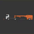 Orange And White Utility Truck With Front Plow And Rear Specialized Equipment