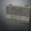 Concrete Construction Block With Rusted Surface And Red Handles On Top 3d model