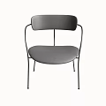 Modern Minimalist Dining Chair with Gray Upholstered Seat Backrest and Black Metal Frame