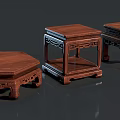 Traditional Wooden Pedestals With Intricate Carved Patterns And Various Shapes