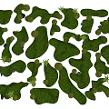 Irregular Green Moss Covered Decorative Shapes With Small Trees And Plants 3d model
