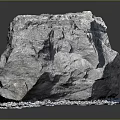 Small Animal Hiding Near Gray Rock With Gravel In Dark Background
