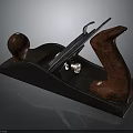 Vintage Wooden Plane Woodworking Tool With Wooden Handles And Metal Blade