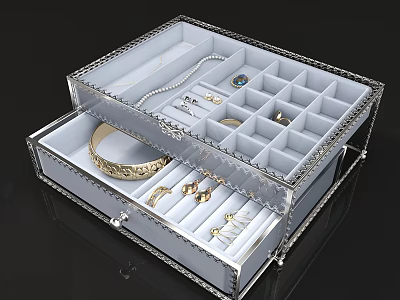 Elegant Jewelry Box With Transparent Lid And Multiple Compartments For Storing Accessories 3d model