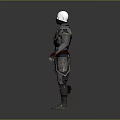 Warrior Character In Gray Brown Armor With Detailed Design And White Head
