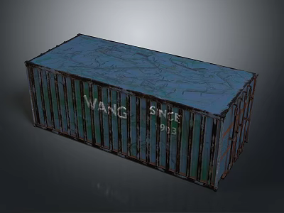 Shipping Container With WANG SHIPPING 1993 Lettering And Metal Structure 3d model
