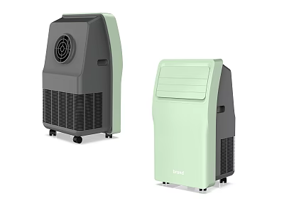 Portable Air Cooler Fans in Gray and Light Green Color Variations 3d model