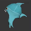 Blue Shark Shaped Kids Hat with Big Eyes Sharp Teeth and Ear Flaps 3d model