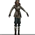 Game Movie Character Outfit With Plaid Jacket Headscarf Blue Pants And Brown Boots