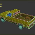 Yellow Classic Pickup Truck With Open Bed And Chrome Accents Side View