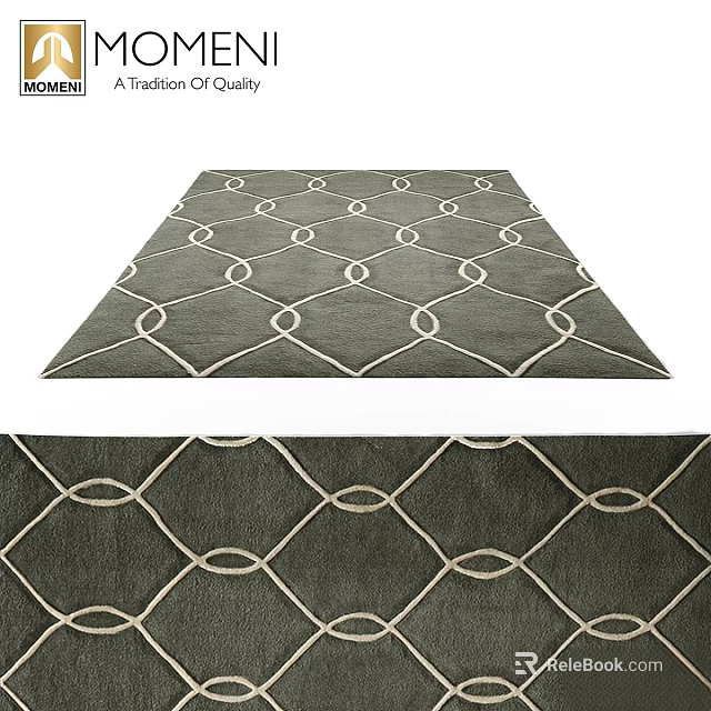 Stylish Square Area Rug Featuring Dark Background And Geometric Interlocking Ring Design For Home Decor 3d model 