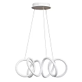 Elegant Golden Modern Chandelier With Intricate Circular Ring Design Suspended From Ceiling