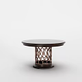 Elegant Round Dark Wood Dining Table With Intricate Cutout Base Design 3d model
