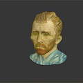 Van Gogh Themed Decorative Furniture Bust With Yellow Hair Red Beard And Blue Patterned Clothing