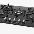 Black Kitchen Cookware Set Featuring Gas Stove Burners Lidded Pots And Frying Pan